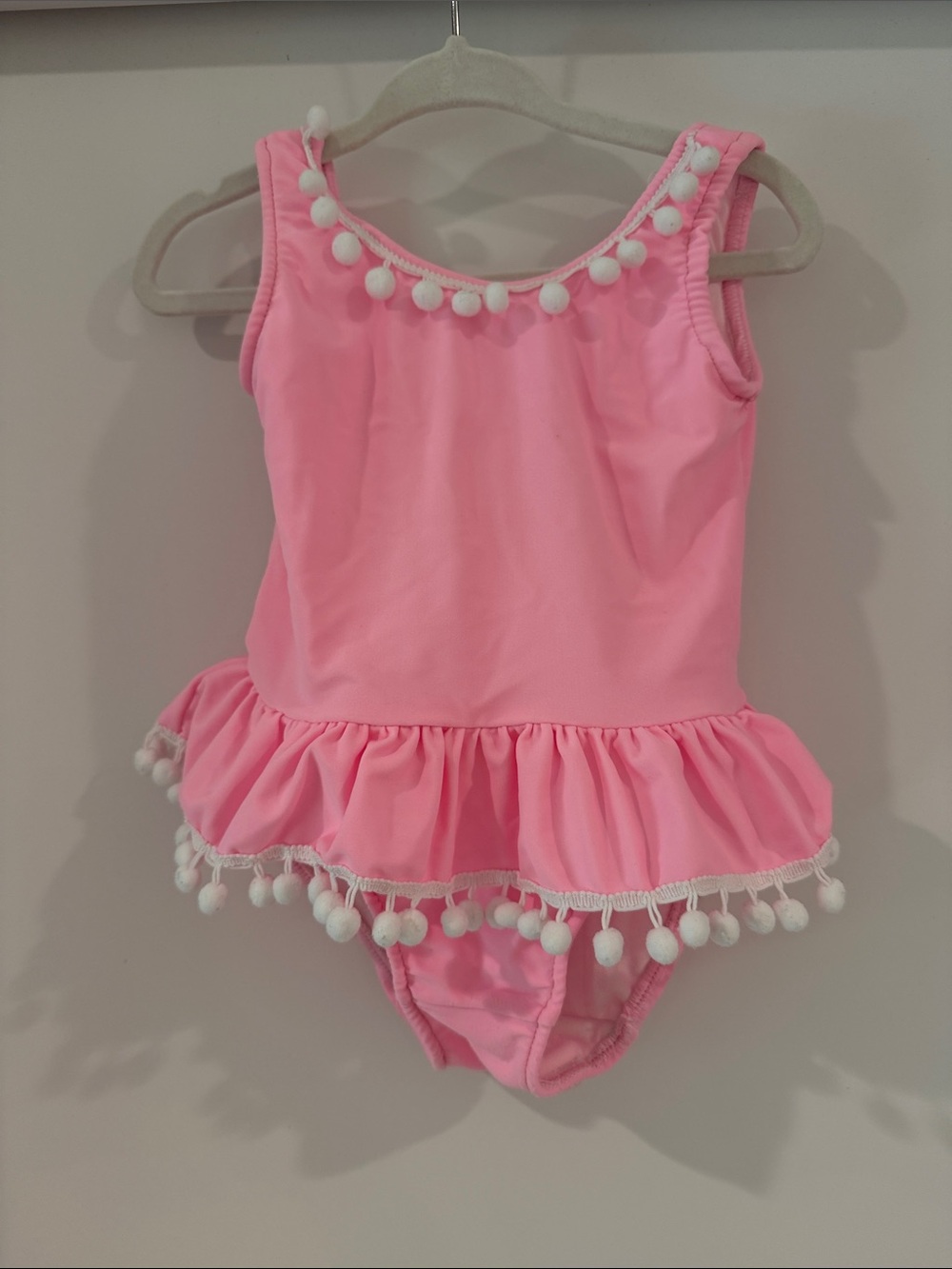 Girls' Pink Pom-Pom One-Piece Swimsuit